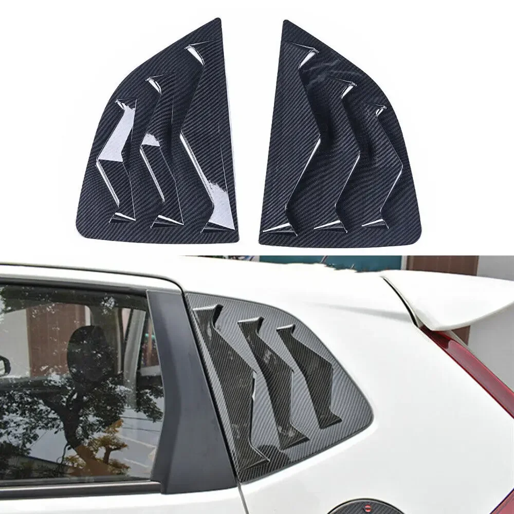 Car Rear Louver Window Side Shutter Cover Trim Sticker Vent Scoop ABS Carbon Fiber Gloss Black Auto for Honda Jazz Fit 2014-2019