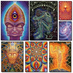 1pc Abstract Esotericism Tapestry Psychedelic Poster Self-adhesive Art Waterproof Paper Sticker Coffee House Bar Room Wall Decor