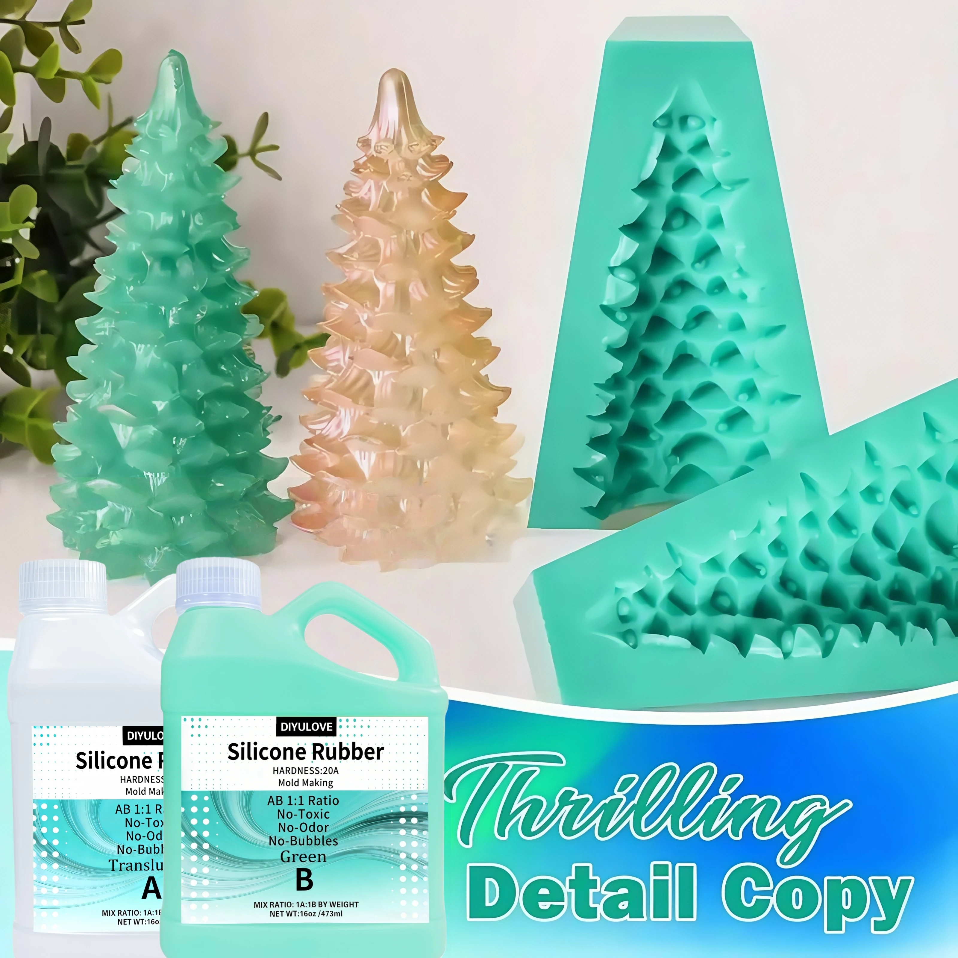 Super Elastic 15A Liquid Silicone Rubber Mold Kit, Non-Toxic, Odorless, 1:1 Mix Ratio for DIY Candle & 3D Resin Casting Molds view 5
