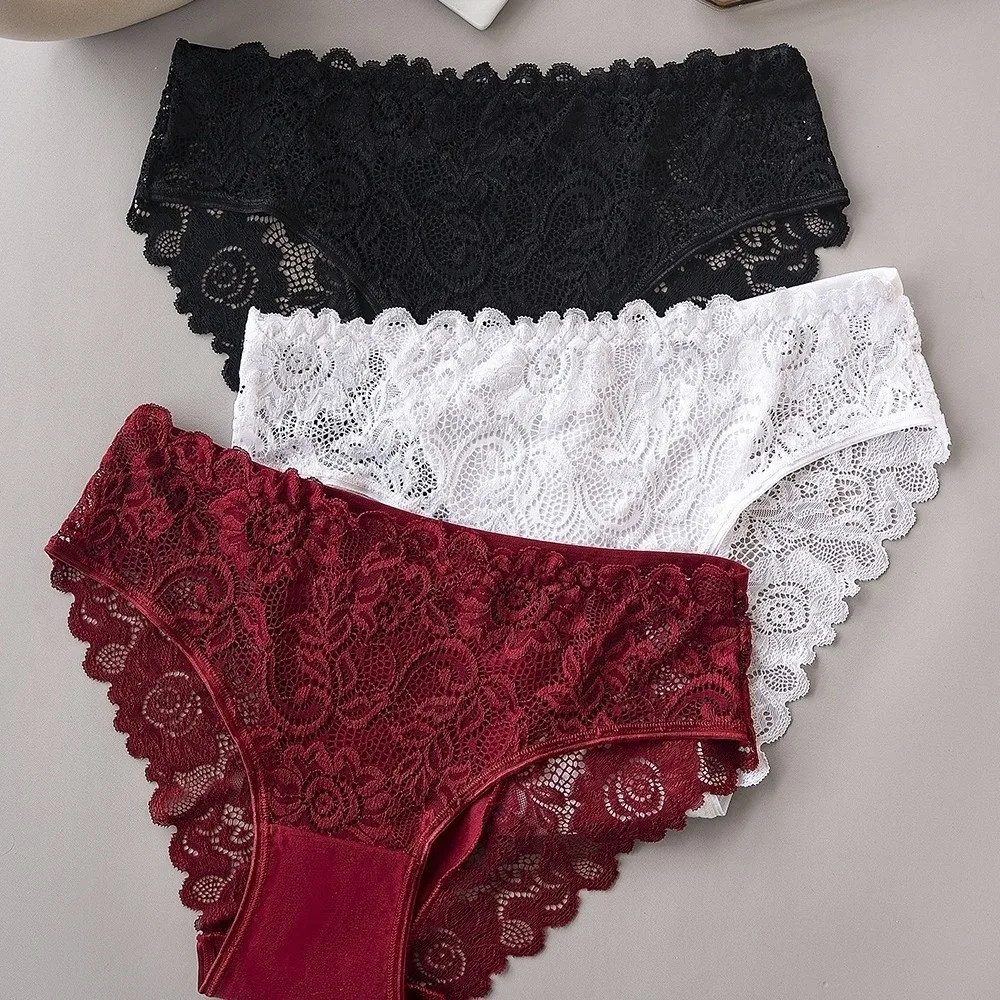 Sweet Low-waist Lace Seamless Panties Hollow-out Mesh Mesh Lace Briefs Ultra-thin Lingerie Women's Underwear Summer Spring
