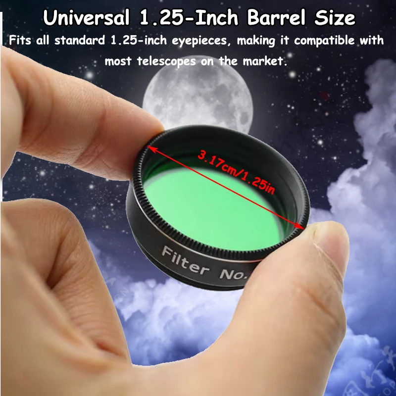 1.25インチ グリーンムーンフィルター M28.6*0.6mm 金属糸付き 天体望遠鏡接眼アクセサリー 月面&惑星観察用