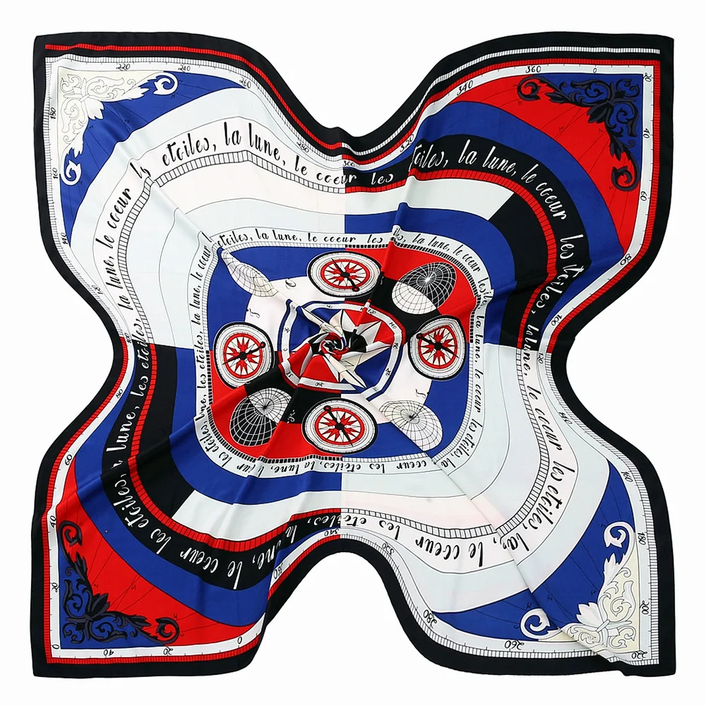 

130Cm French New Nautical Compass Scarf Women's Travel Shawl Keep Warm Sun Protective Stole Gift Present for All Seasons