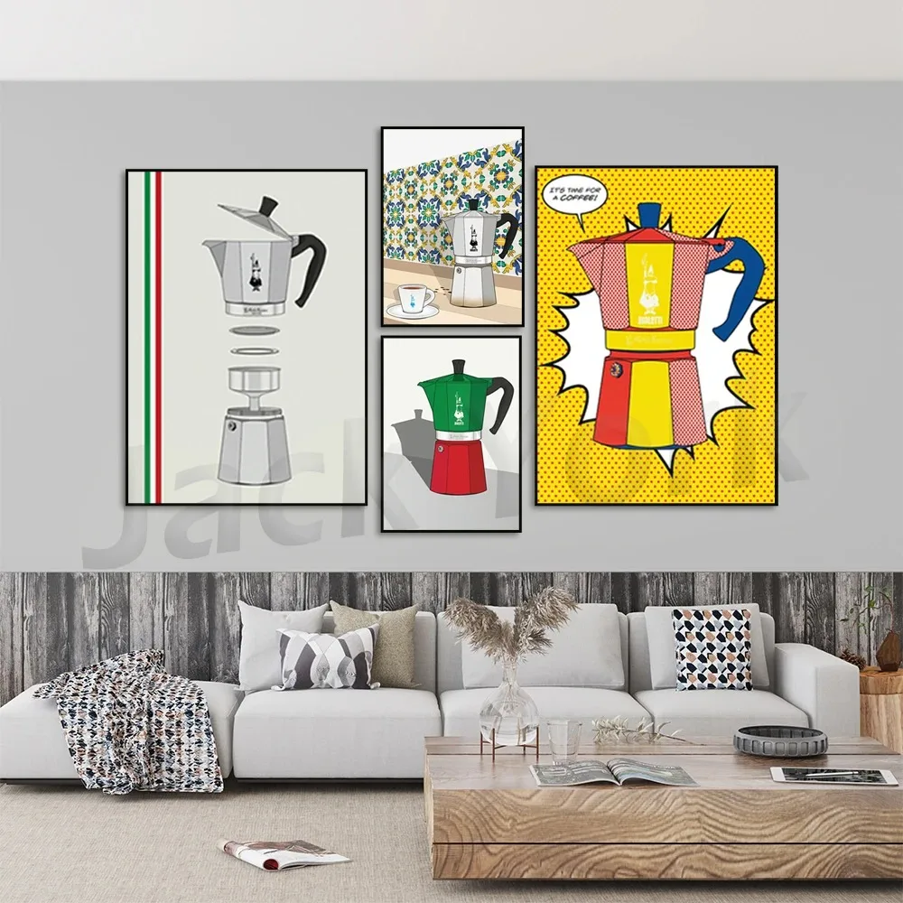 Bialetti Vietri Moka Pot Print Espresso Maker Italian Poster Kitchen Wall Art Italian Kitchen Print Coffee Gift Wall Art  Room D