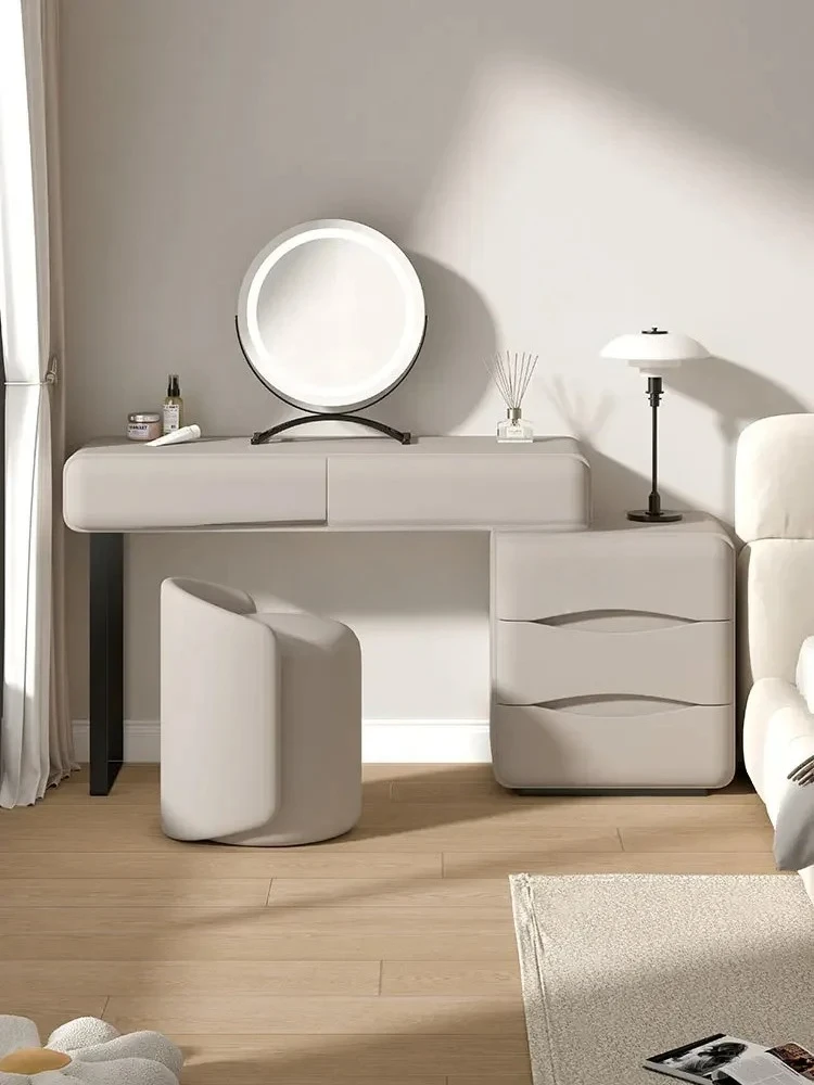 A Light Luxury Solid Wood Dressing Table Makeup Table Storage Cabinet Integrated Cream Style Solid Wood