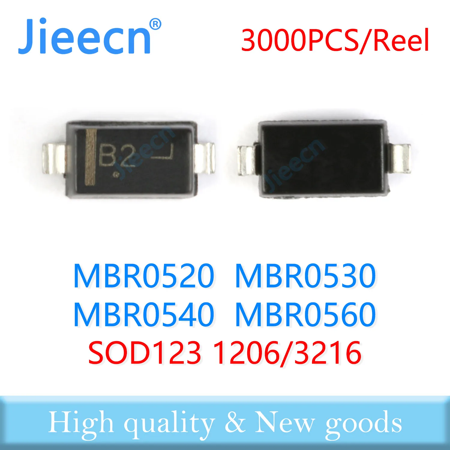 Jieecn 3000PCS SOD123 MBR0520 MBR0530 MBR0540 MBR0560 Chinese High Quality 1206 B2 B3 B4 B6 MBR0520LT1G MBR0530LT1G