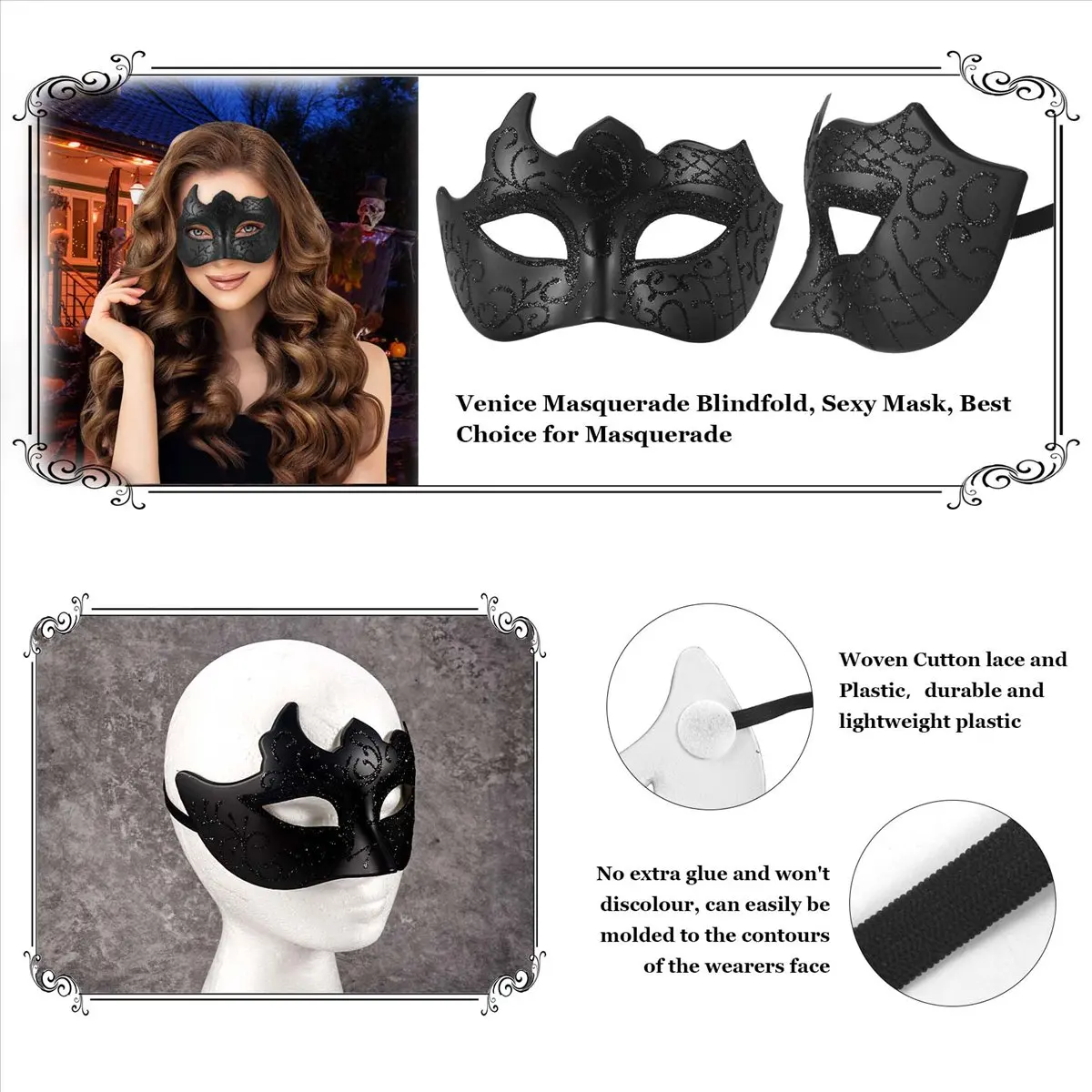 ABQR 1 حزمة الأولاد أقنعة تنكرية كرنفال حفلة الغمامة جديد كرنفال يتوهم ازياء مثير زينة الحفلات الأسود