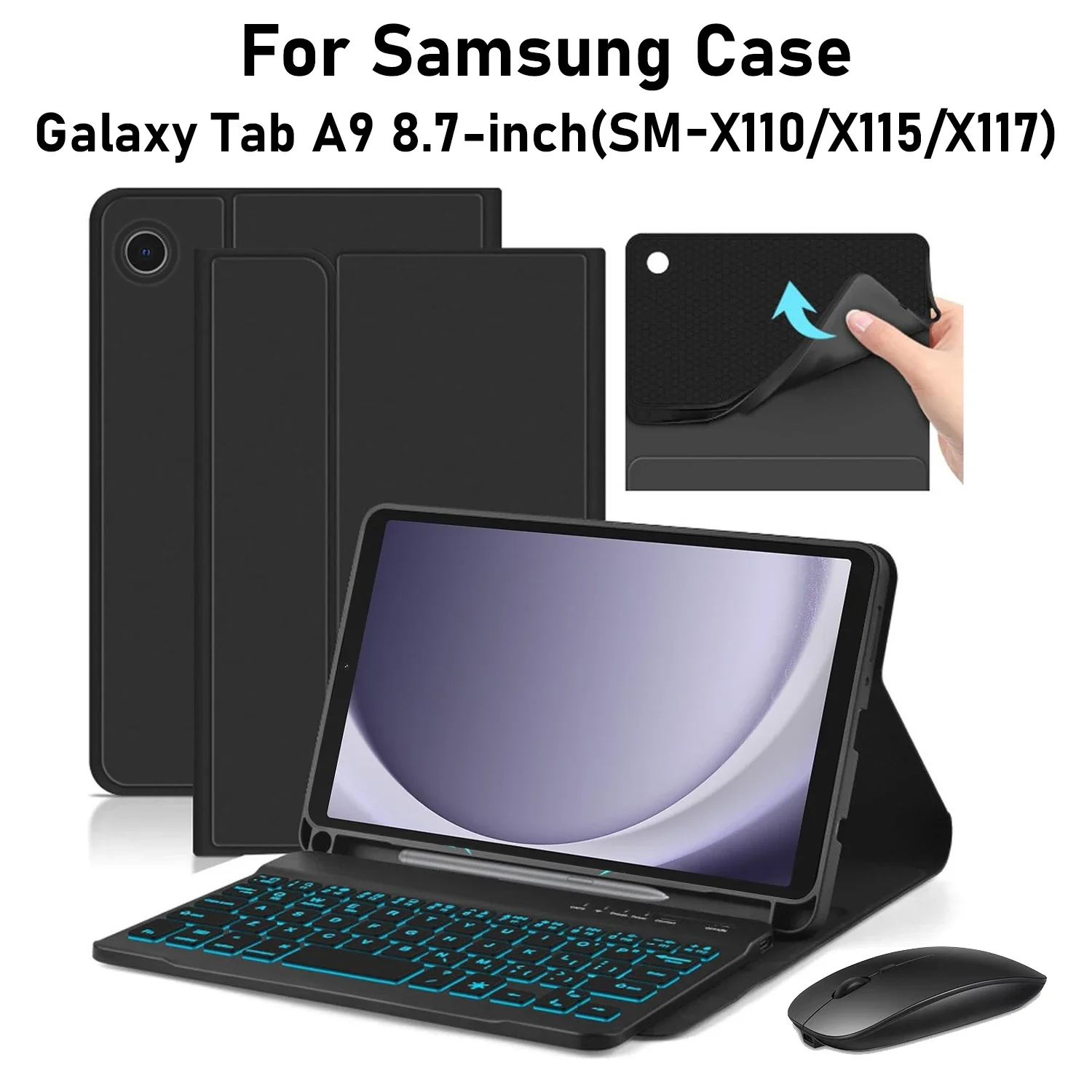 For Samsung Galaxy Tab A9 8.7-inch Case, Keyboard Case for Samsung Galaxy Tab A9 8.7-inch SM-X110/X115/X117
