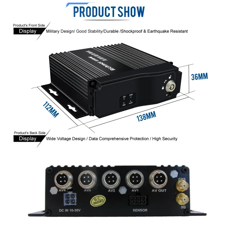 4CH 720P 256GB SD Card Vehicle Mobile DVR/MDVR GPS/3G /4G/ Wifi Optional Car Camera Driving Recorder