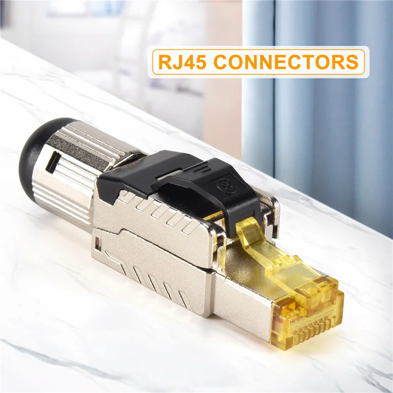 Ferramenta de 6 pacotes com blindagem gratuita RJ45 Cat 8, plugue de terminação de campo Cat8, conector Cat8, plugue Cat8