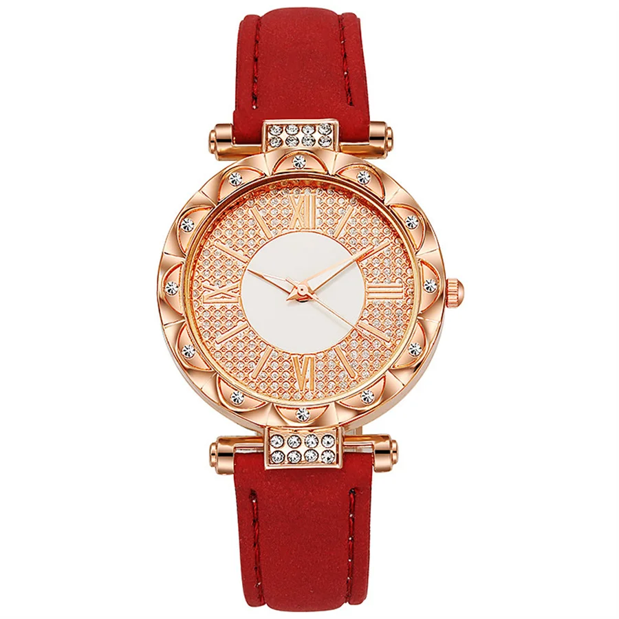 Fashion Design Populaire Bloem Full Strass Wijzerplaat Dames Horloge Riem Quartz Horloge