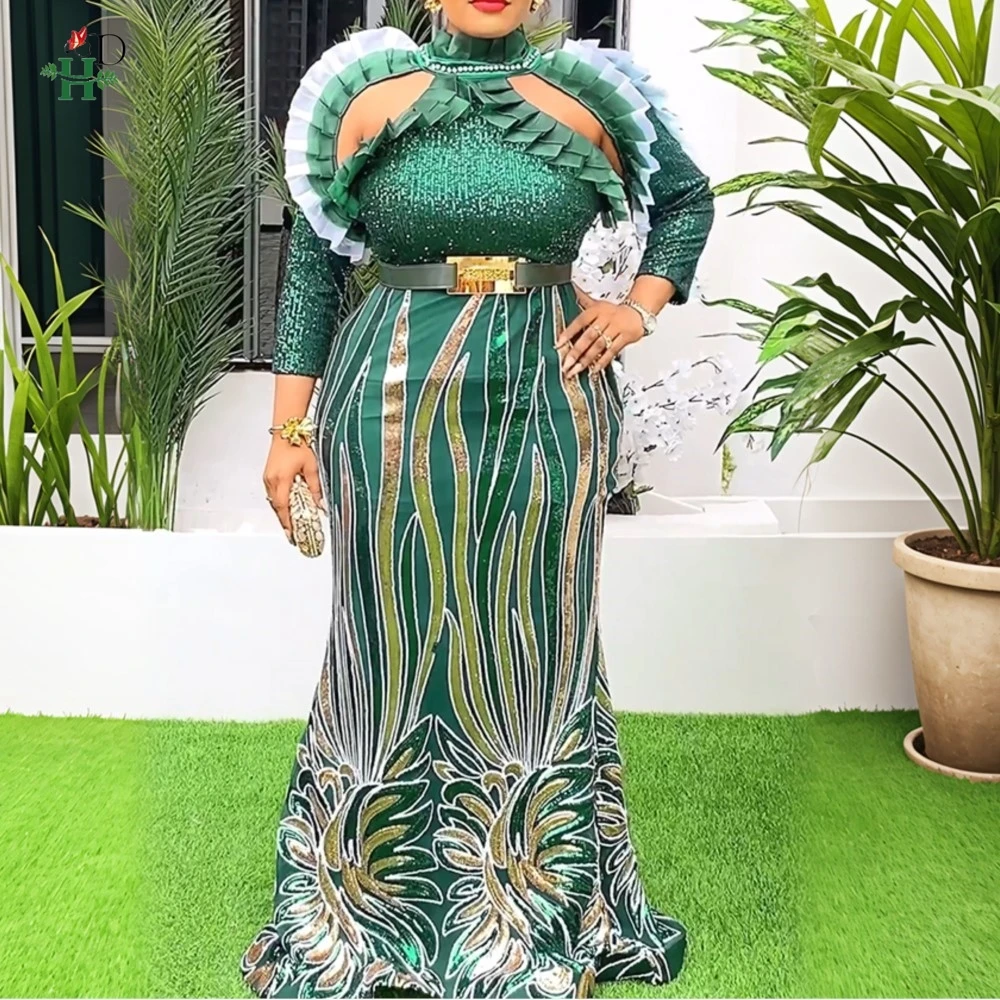 Abiti da sera di lusso 2025 Abiti da festa eleganti da sera da donna Abito festivo Natale Matrimonio Abito da sera verde Taglie forti