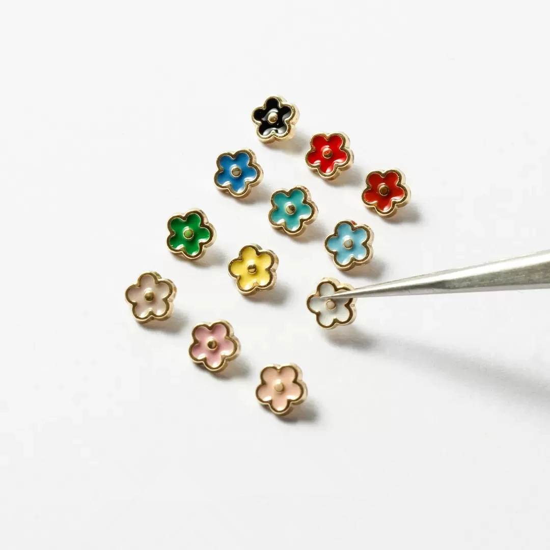 

30Pcs 6mm Mini Metal Flower Buttons For DIY Handmade Doll Clothes