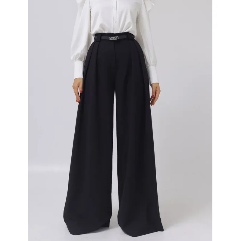2025年新作 シンプルデザイン ワイドレッグ 欧米風 無地 ファッション ゆったり カジュアル ロングパンツ レディースウェア
