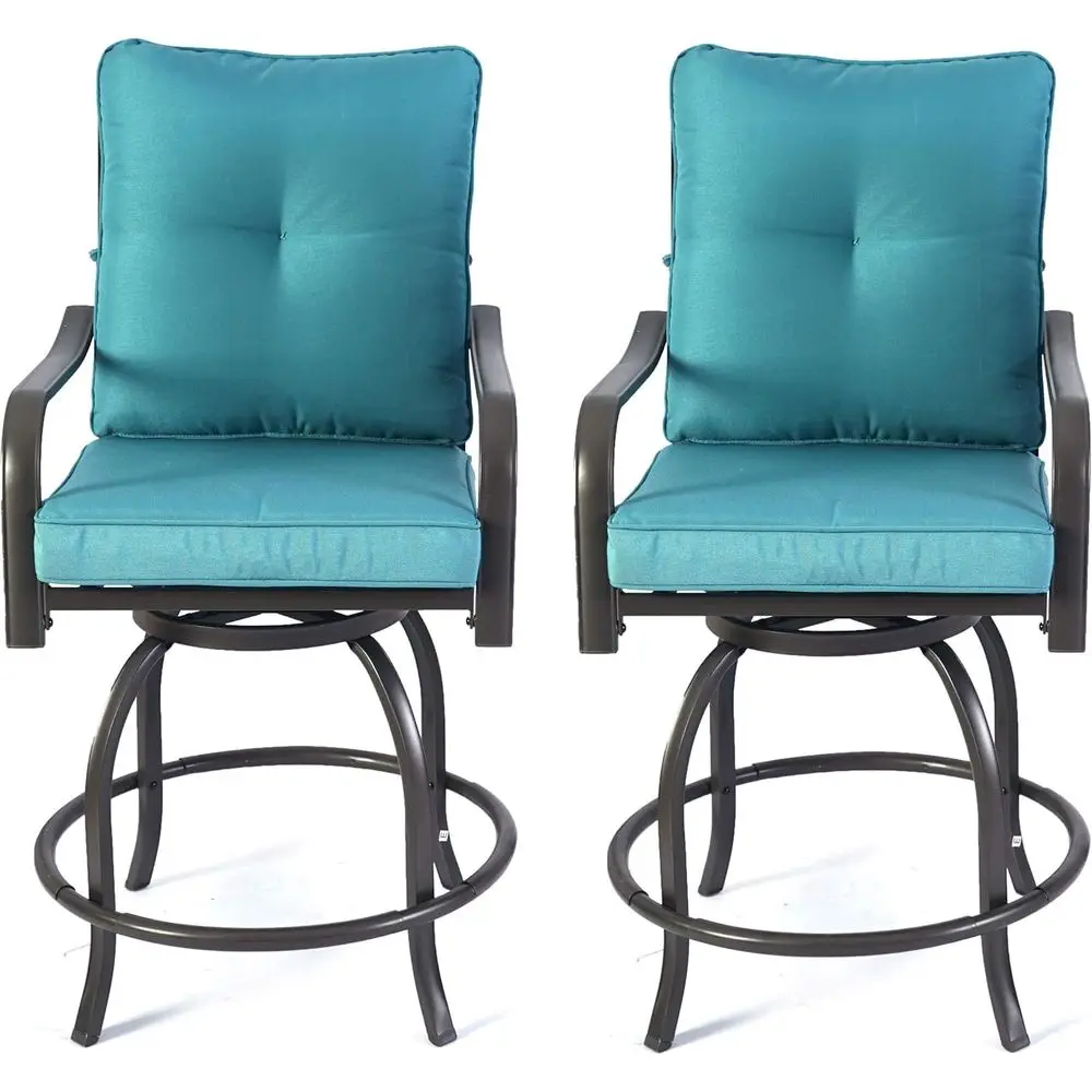 

Isabella Outdoor Swivel Bar Chairs Set of 2, Counter Height Patio Bar Stools with Cushioned Seats, WeatherResistant Metal Bistr