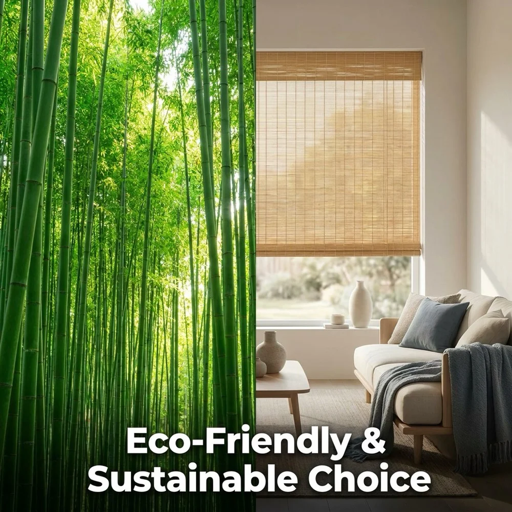 Child Safe Hot selling Natural Woven Wood Cordless Light Filtering Bamboo Blinds For Home Decor