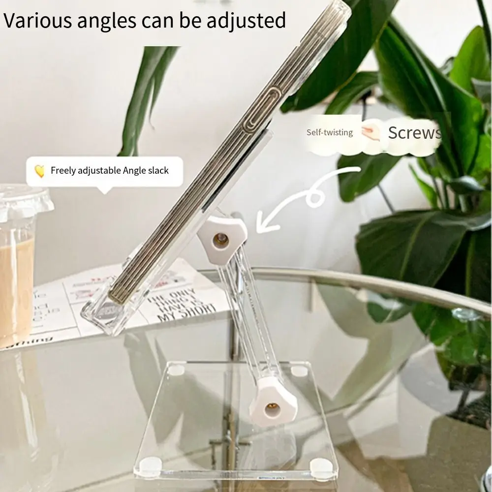 Easy To Use Adjustable Acrylic Tablet Stand Anti-slip Sturdy Transparent Holder Durable Portable Mobile Phone Support Desk