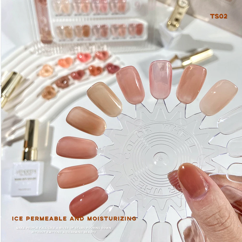 

Vendeeni 9 Colors/set Pink Transparent Gel Nail Polish UV LED Nude Skin Color Jelly Manicure Nail Varnish With Color Card