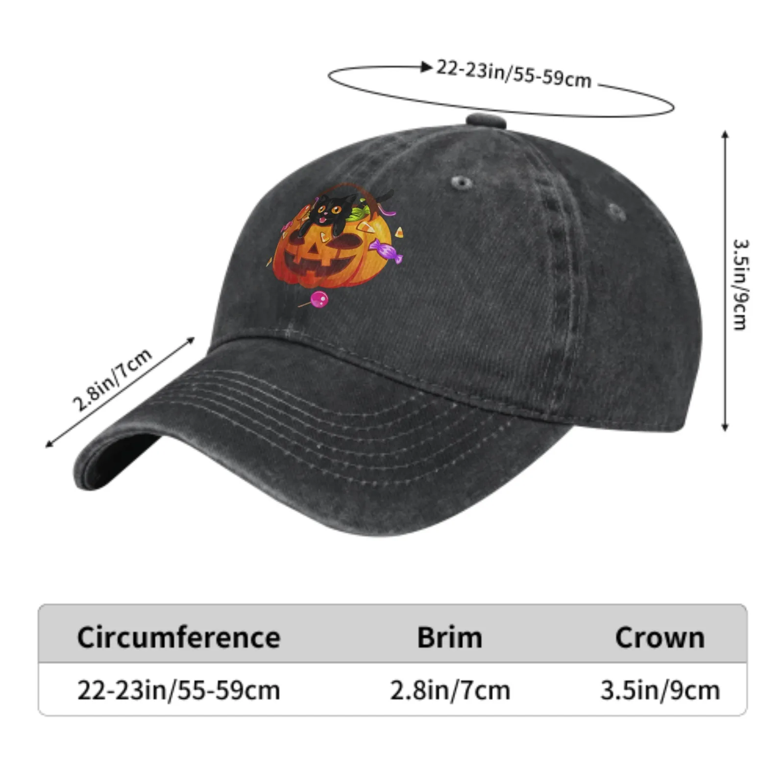 Black Cat Casquette Hat Dad Trucker Flat Bill Baseball Cap for Men Women Vintage Adjustable