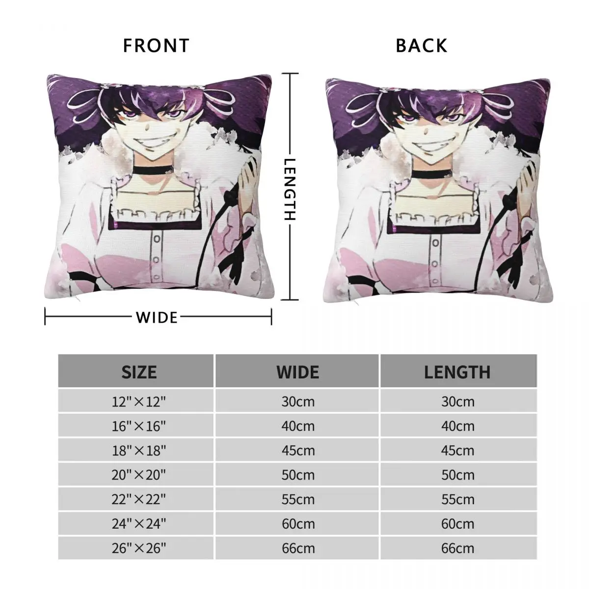 Minene Uryuu Escape Future Diary Square Pillowcase Polyester Linen Velvet Printed Zip Decor Room Cushion Cover 45x45