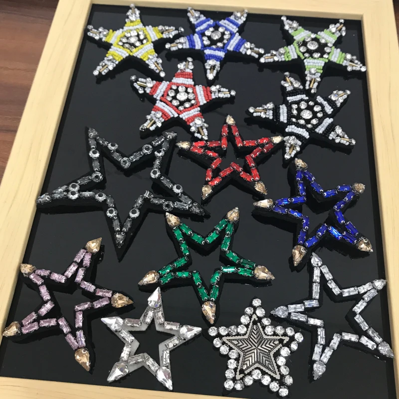 5pcs/lot rhinestones beads handmade star clothes decals large affixed sweater decorative patch bag shoes sock appliques