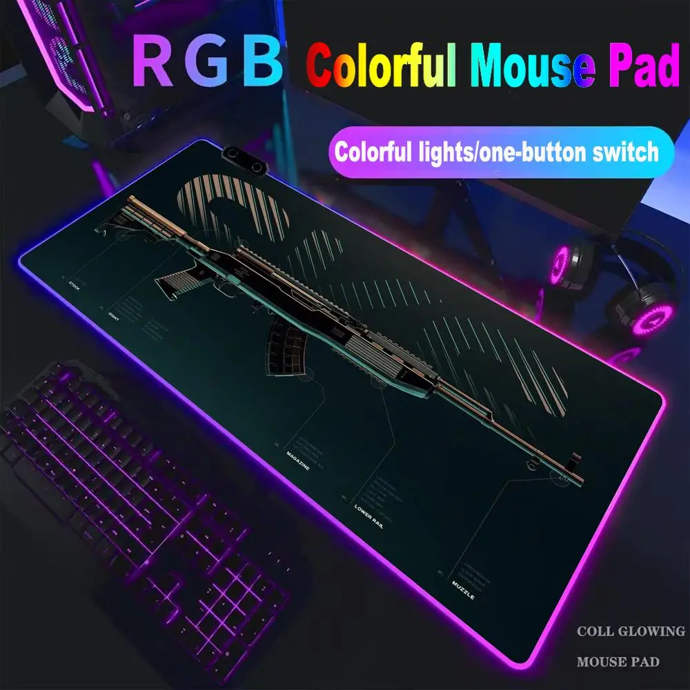 

Guns Mouse Pad High-end E-sports Mouse Pad Mouse Pad RGB Mouse Pad LED Pc Large Student Writing Pad Gamer Luminous Desk Mat
