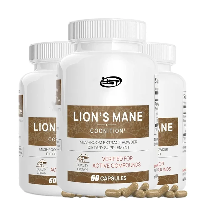 Lion's Mane Capsules - Organic Lion's Mane Mushroom Brain Mushroom Supplement for Memory and Focus - Vegetarian 60 Capsules