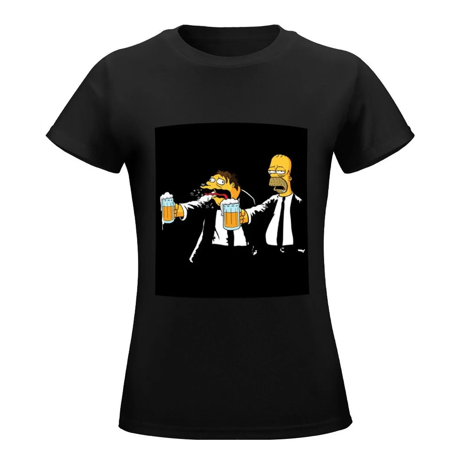 Homer drinks with his friend T-Shirt anime customs anime clothes vintage Woman T-shirts