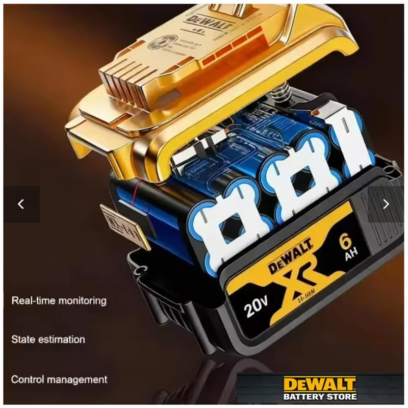 

DeWALT Original Battery 20V 6.0Ah MAX FlexVolt for DCB606 DCB205 DCB206 DCB209 DCB182 Power Tool with Charger