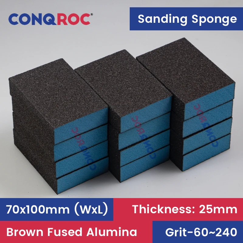 Sanding Sponges 70x100x25mm Brown Fused Alumina Sanding Blocks Hand Abrasive Tool for Dry or Wet Sanding 12-Piece Grit-60~240