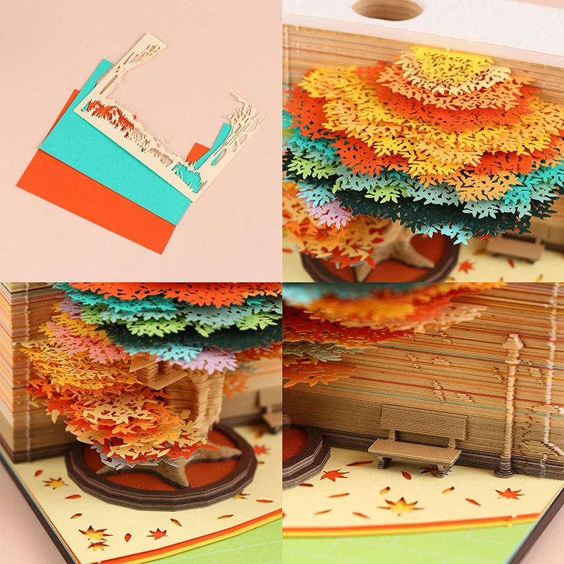 

Календарь Time Piece 2026 Настольный календарь со светодиодной подсветкой 3D-разрывной календарь Резьба по бумаге Художественный блокнот Блокнот Рождественский подарок