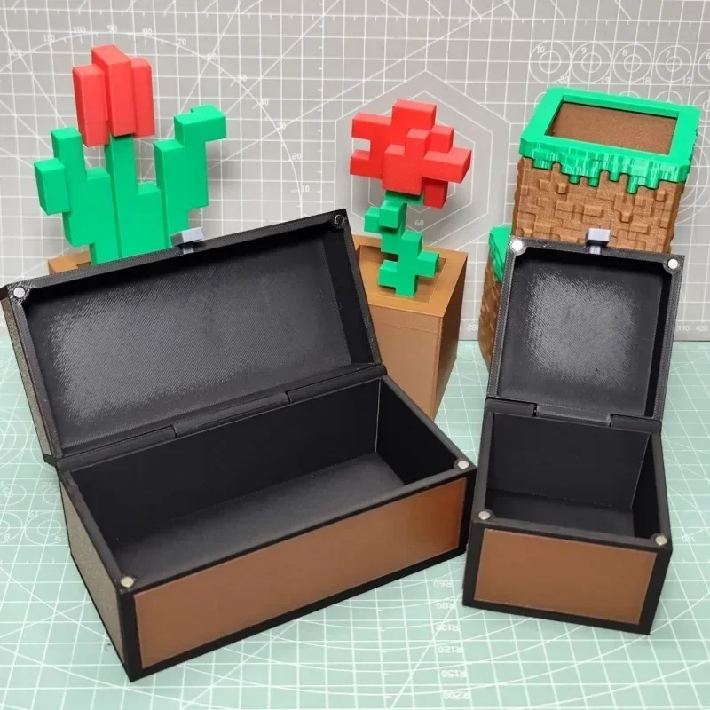 MineCraftion-caja de almacenamiento de escritorio para joyería, llaves, dulces, organizador de monedas, decoración divertida para el hogar, escritorio, adorno creativo, caja de juguetes