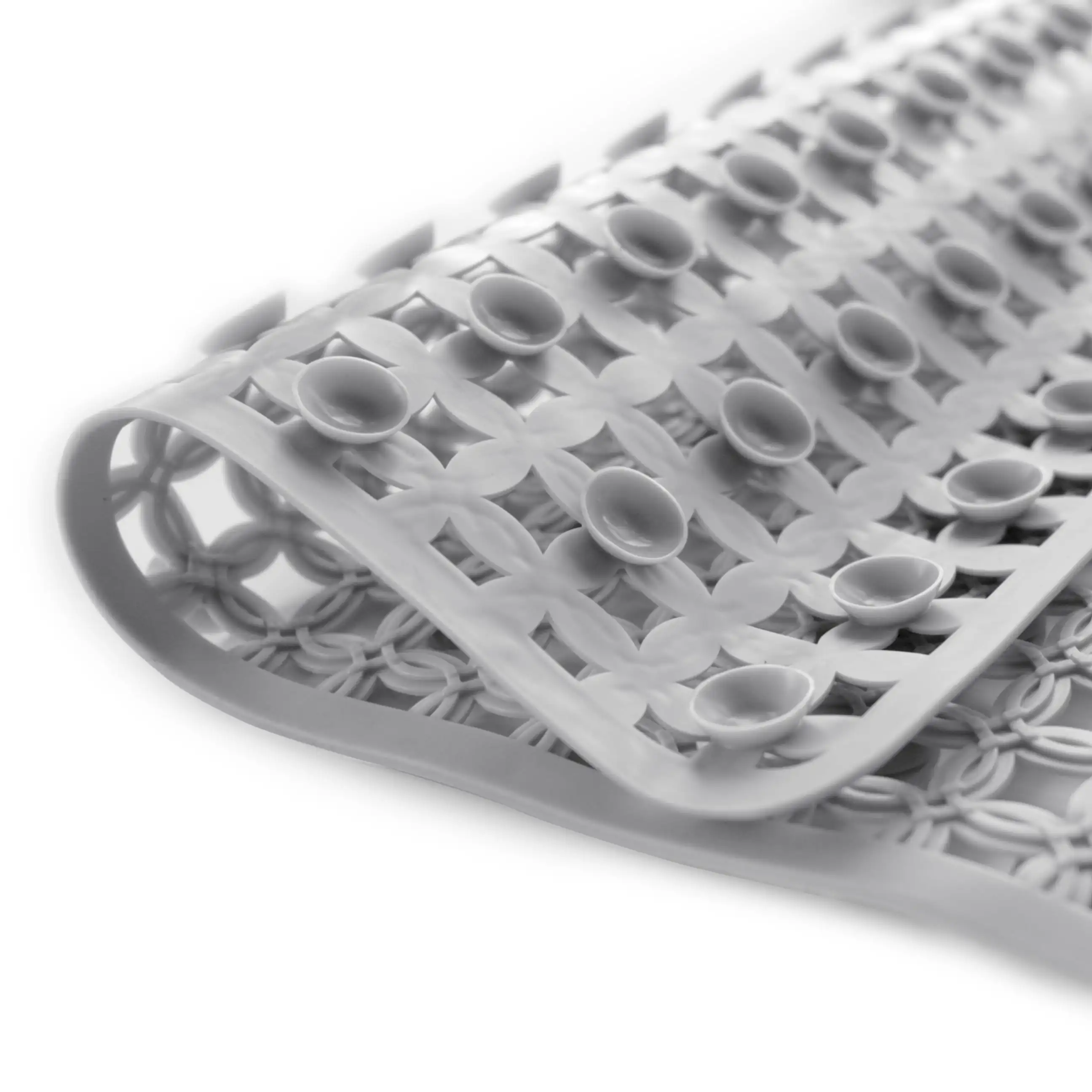 15" x 27" Mildew Resistant Soft on Feet Ring Textured Bathtub Mat with Suction Cups, Gray