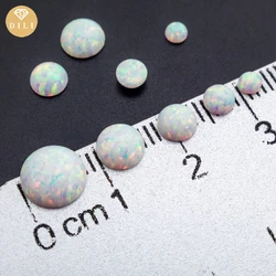 10pcs/Lot 1.25mm-10mm Flat Back Round Cabochon Synthetic Red Fire White Opal Stone OP17 For Jewelry Making