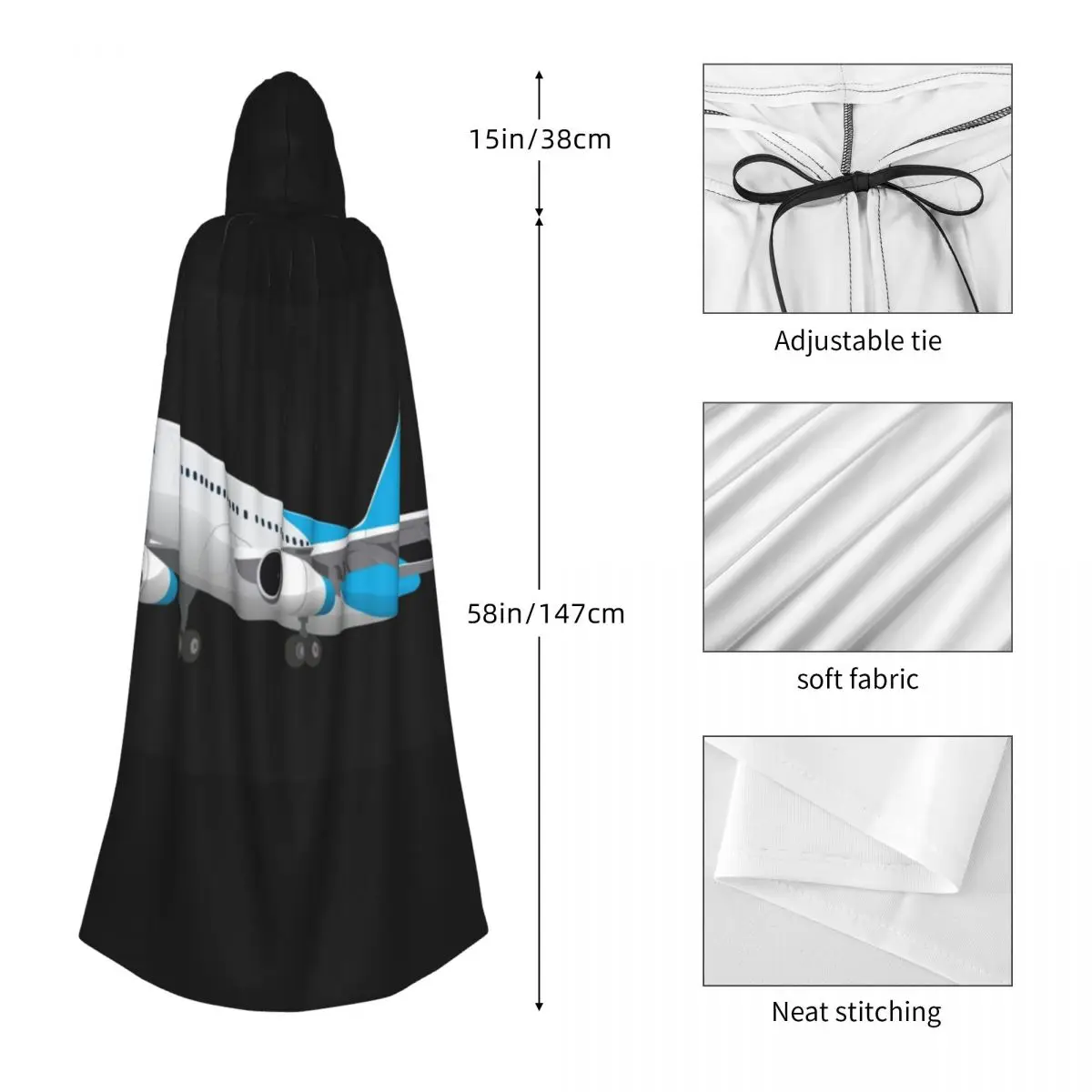 3d самолет для путешествий, длинный плащ с капюшоном, средневековый костюм ведьмы, накидка для косплея, пальто на Хэллоуин для взрослых, унисекс