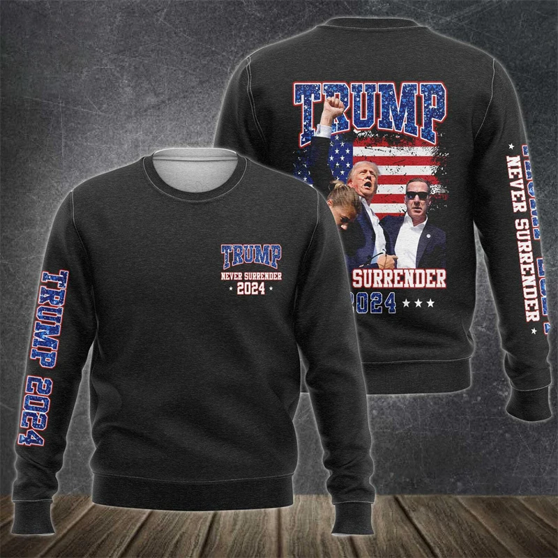 Donald John Trump 2024 Merchandise Graphic Sweatshirts USA Patriotic Unisex Jumper Sweater America Men Pullover Women Tracksuit