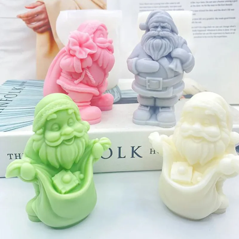 عيد الميلاد سانتا كلوز على شكل سيليكون شمعة قوالب الروائح الجبس الخبز العفن مهرجان سلسلة قالب هدية الزخرفية
