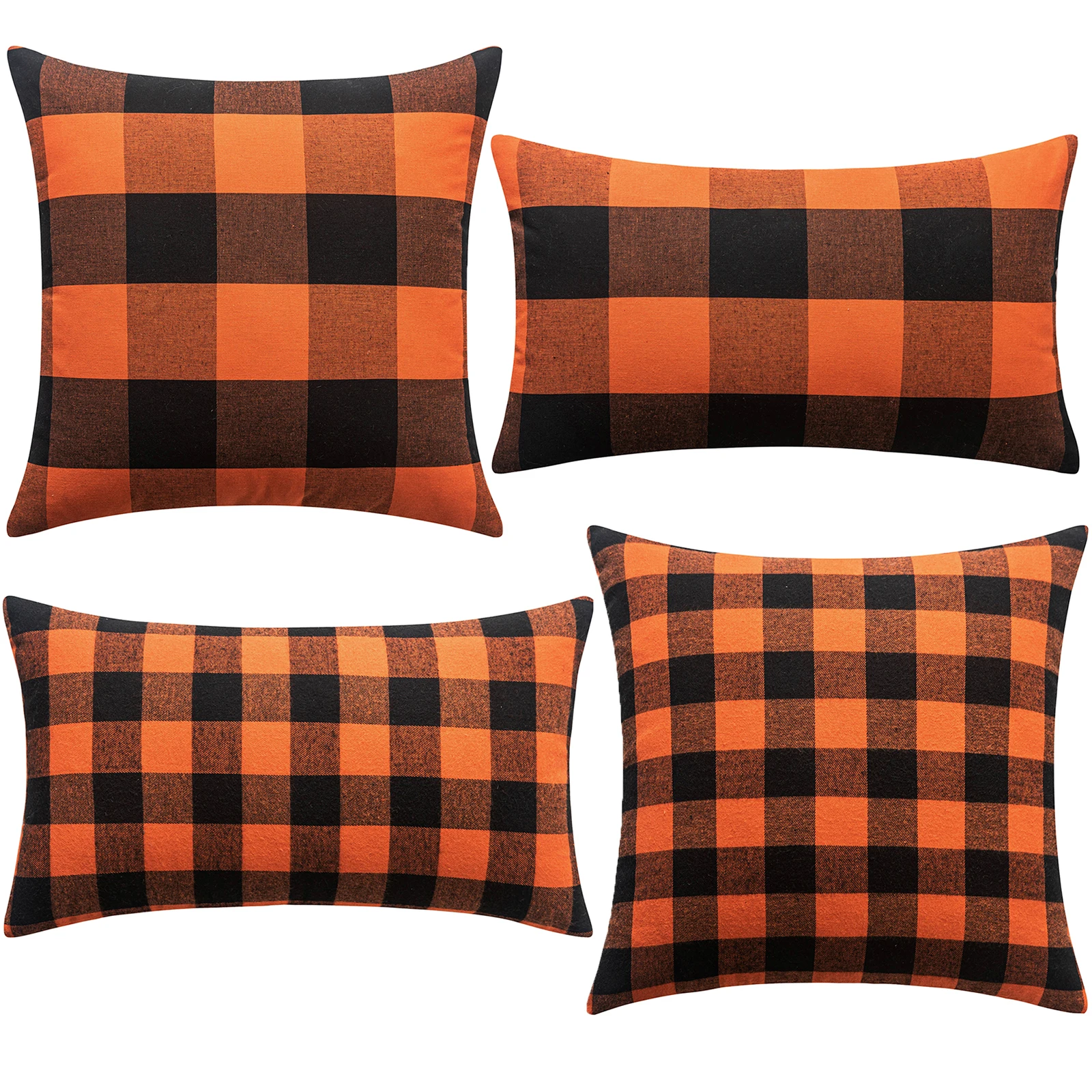 1/2/4 Pcs Classic Square Plaid Throw Pillow Case Halloween Scottish Rectangle Pillow Cover Waist Cushion Cover for Sofa Bed