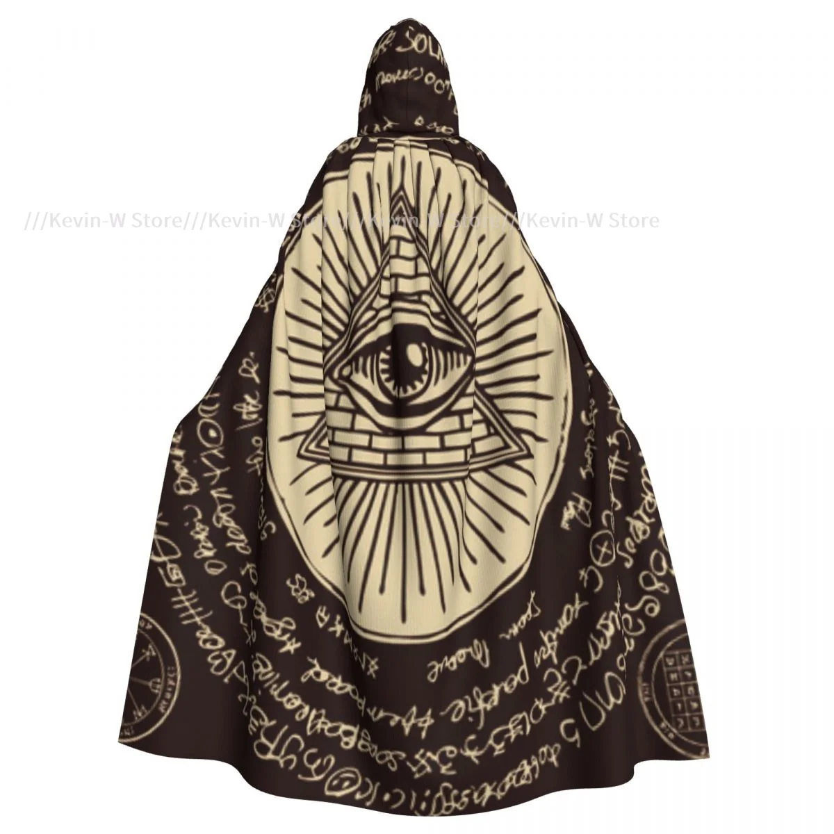 Unisex Adult All-seeing Eye Triangle Pyramid Cloak with Hood Long Witch Costume Cosplay