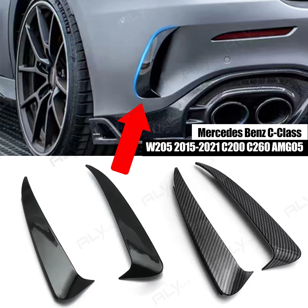 

Car Rear Bumper Spoiler for Mercedes Benz C-Class W205 2015-2021 C200 C260 AMG05 Bright Black Carbon Fiber Canards Fin Splitter