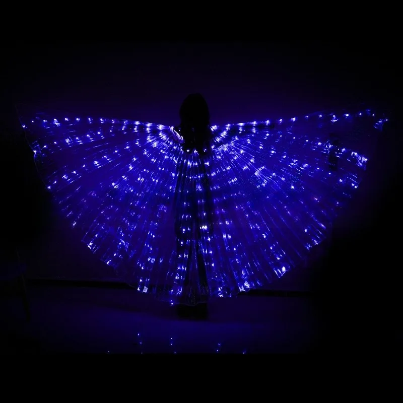 Alas LED de élite, capa de rendimiento iluminada, disfraz de danza del vientre de arcoíris de 360 grados, ropa Rave multicolor, accesorio para fiesta y espectáculo