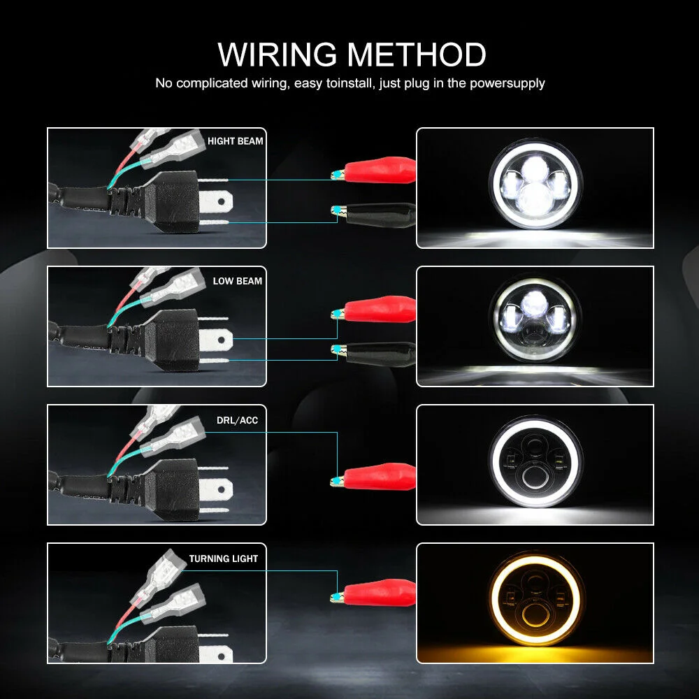2 szt. Samochodowe 7 "reflektory Led Hi/Low H4 Halo kątowe do miejskiego Harley BMW Jeep JK 4x4 Suzuki Samurai Jeep Wrangler Off Road — zdjęcie 5