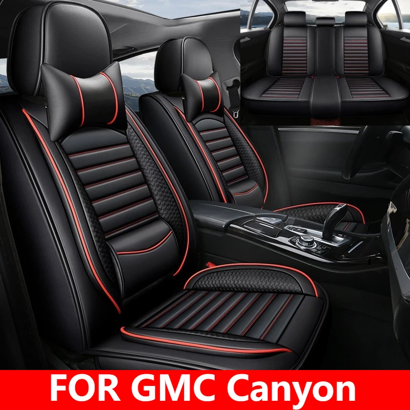 

FOR GMC Canyon Car seat cover waterproof wear-resistant PU leather waist-fixed full wrap seat cover with steering wheel cover