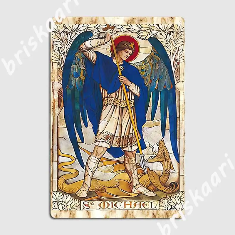 St Michael The Archangel Angel Saint Poster Metal Plaque Mural Painting Funny Pub Living Room Tin Sign Poster