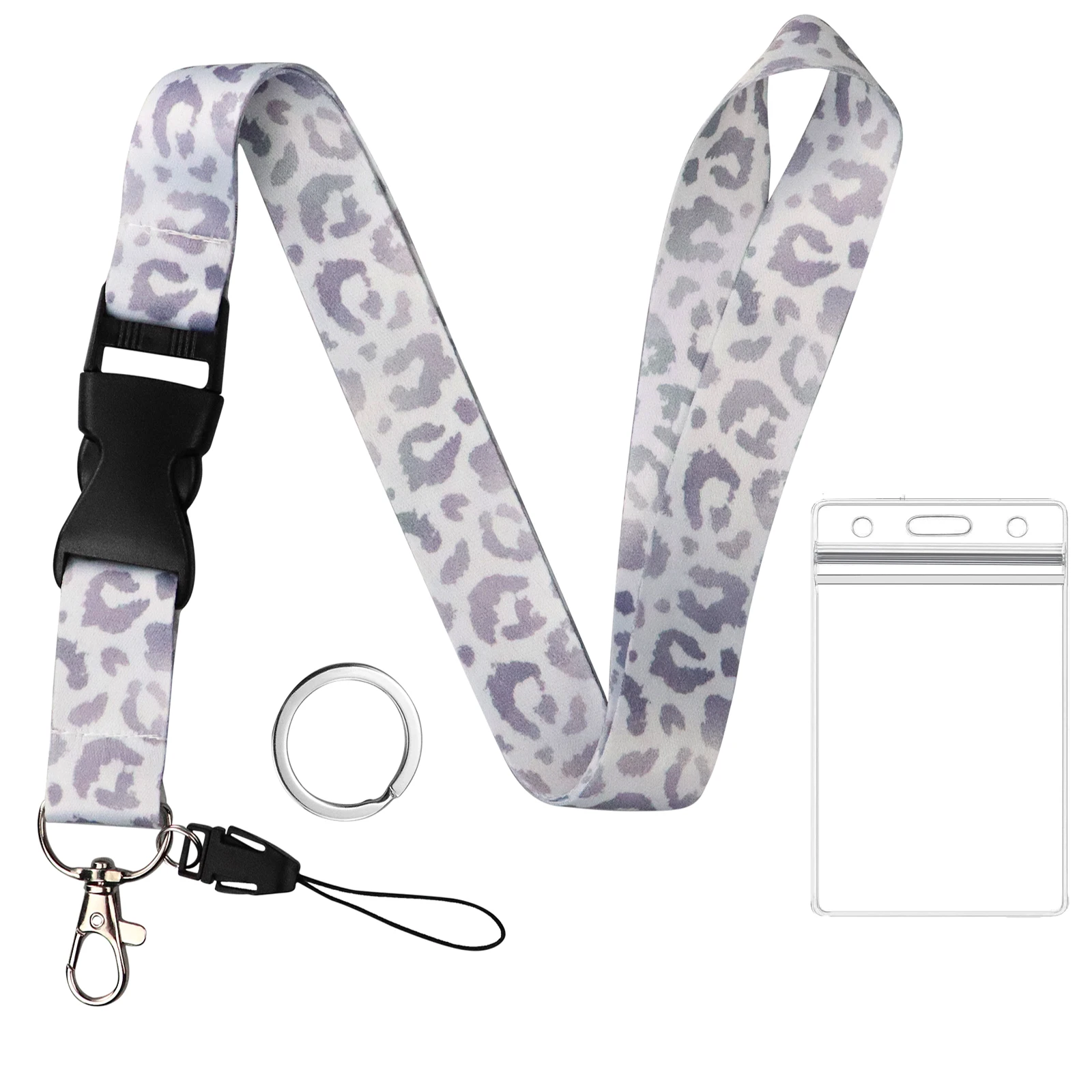 Mobile Phone Lanyard Fashion Silver Leopard Buckle Neck Strap Keychain Lanyard for ID Card Holder Keys Keychain Cell Phone Strap