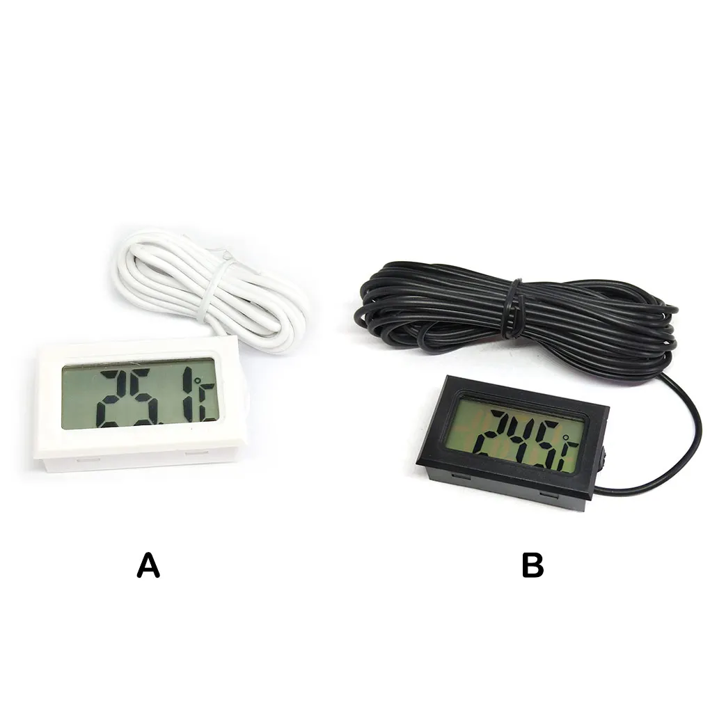 Digital Thermometer with Probe Temperature Humidity LCD Display Car Baby Incubator Gauge for Indoor Home  White
