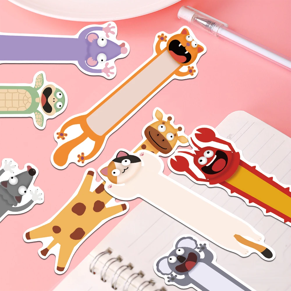 30pcs Cartoon Irregular Animals Bookmarks Students Message Cards Reading Books Pages Annotated Creative Aesthetic Bookmarks