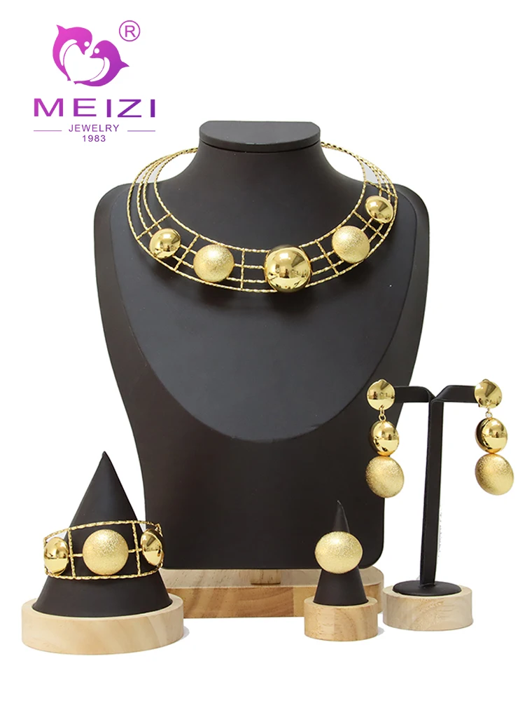 MEIZI Jewelry Brazilian Big Bead Pendent Necklace Sets Fashion Simple Trend Wedding Accessories For Ladies  Banquet Party