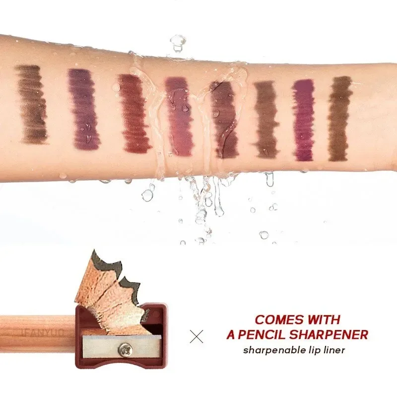 Matita per Labbra Opaca in 8 Colori, Lunga Durata, Impermeabile, Nude, Penna per Contorno Labbra di Lusso, Sfumabile, Altamente Pigmentata