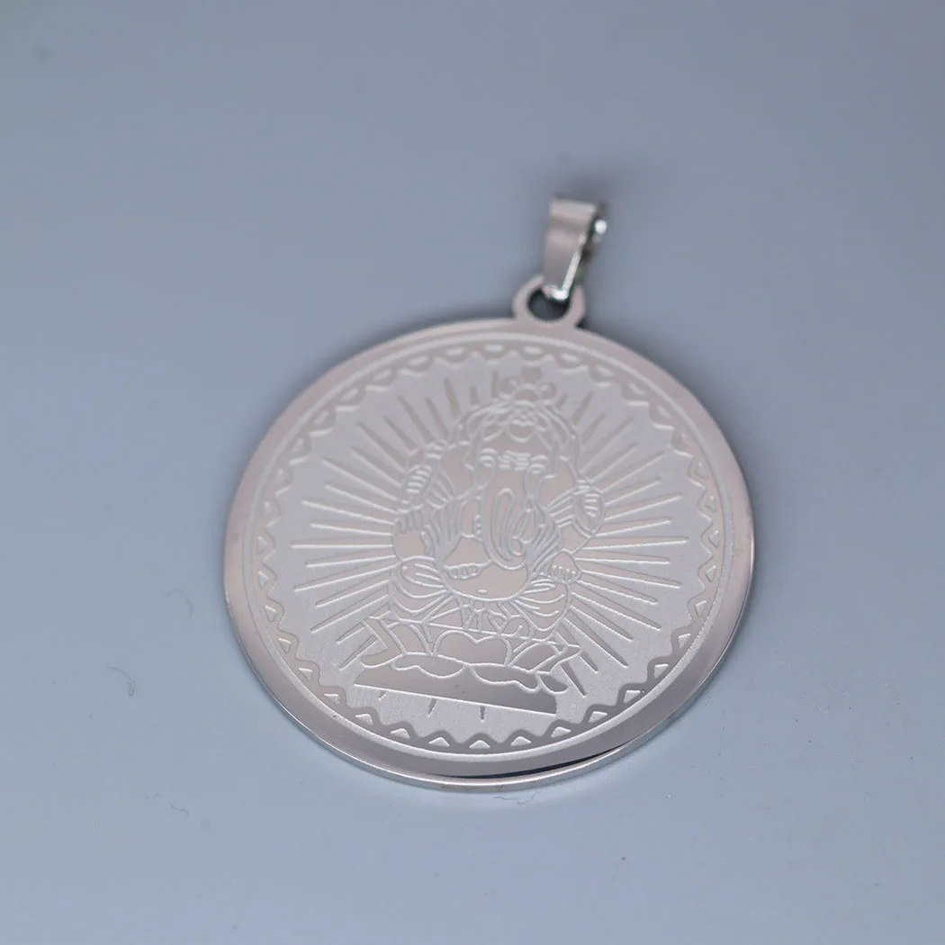 2PCS Stainless Steel Men Lord Ganesha Coin Medallion Charms Pendant DIY Punk Necklace Charm For Jewelry Making Craft Accessories