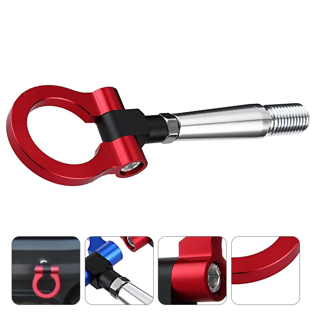 

Aluminum Alloy Tow Hook Red Front Rear Bumper Replacement Foldable High Strength Tow Ring Universal Towing Hook